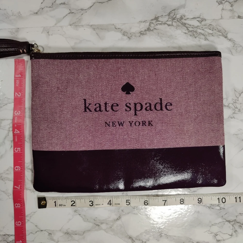 Kate Spade Ash Street Logo Large Zippered Pouch in Deep Plum